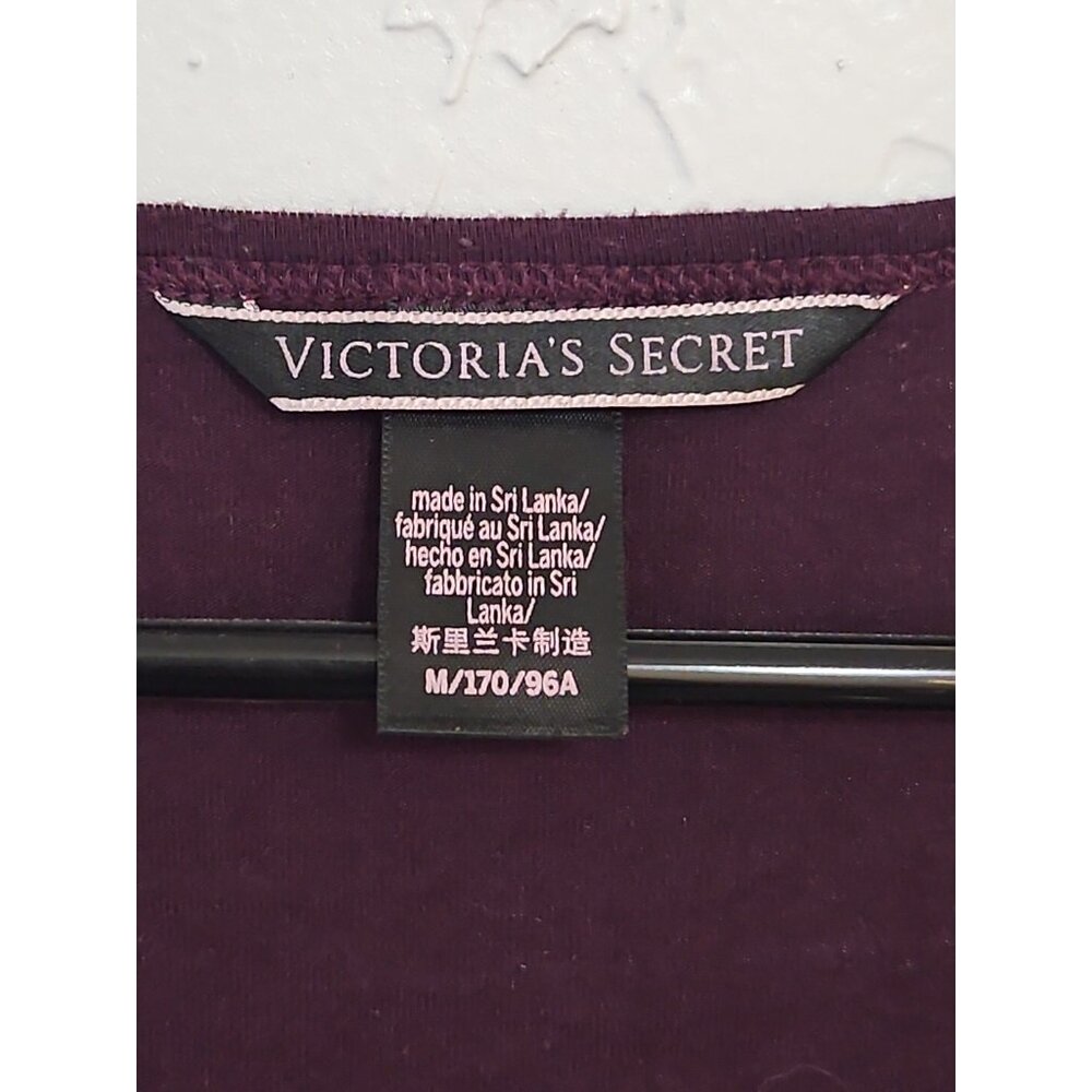Y2k Victoria's Secret Henley Long Sleeve Shirt Purple gold Sz Med Gold Foil Logo - Picture 2 of 7